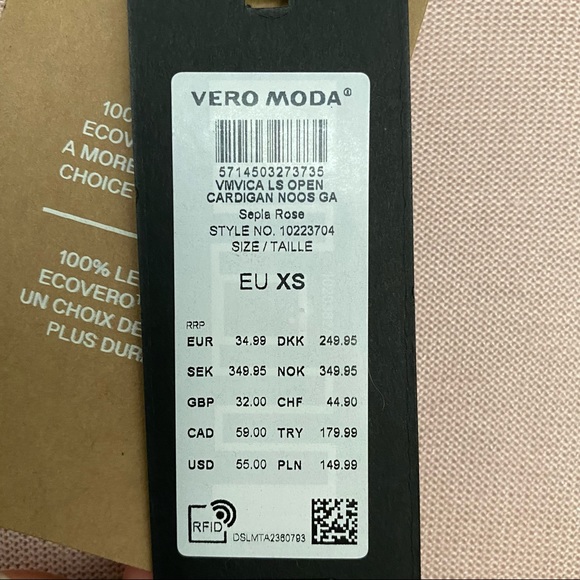 Vero Moda Sepia Rose Long Sleeve Open Cardigan - Picture 6 of 6